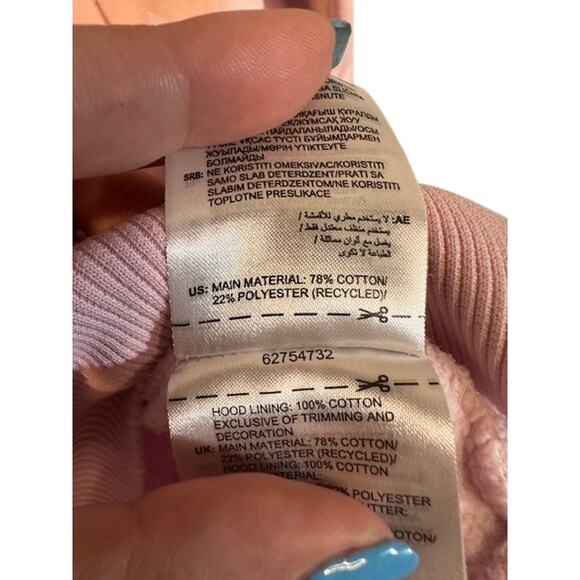 Adidas Pink Long Sleeve Cotton Hooded Casual Pullover Sweatshirt Women Sz S - Picture 10 of 10